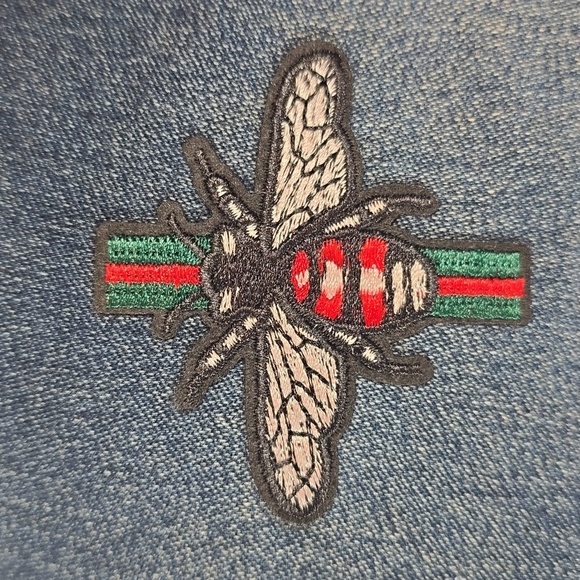Embroidered Bumble Bee Green Red Fadhion Inspired Iron on Patch - Picture 8 of 10